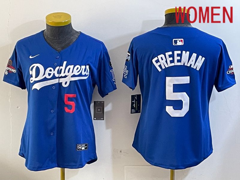 Women Los Angeles Dodgers #5 Freeman Blue Game 2024 Nike MLB Jersey style 12053